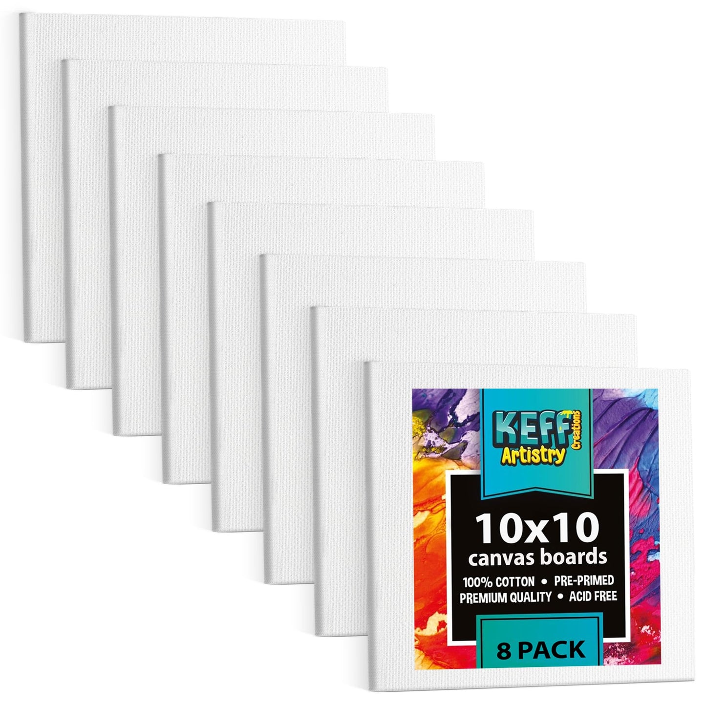 KEFF 24-Pack Bulk Canvas for Painting, 6 of 5x7, 8x10, 9x12, 11x14 Canvas Boards for Painting, Art Supplies for Adults & Kids - 100% Cotton Primed Painting Canvas for Acrylic, Oil, Watercolor, Tempera