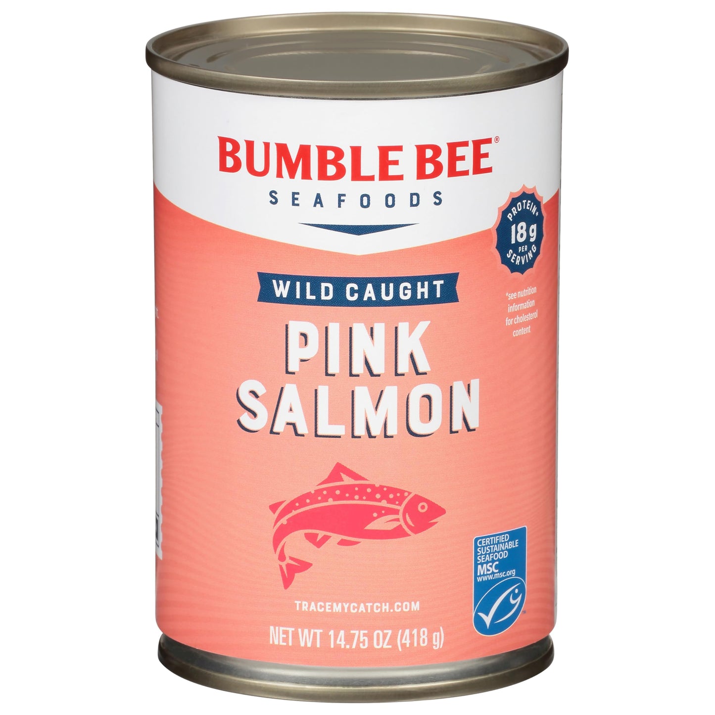 Bumble Bee Canned Pink Salmon, 14.75 oz Cans (Pack of 12) - Premium Wild Caught Salmon with Skin & Bones - 18g Protein per Serving - MSC Certified Sustainable Seafood, Non-GMO, Gluten Free, Kosher