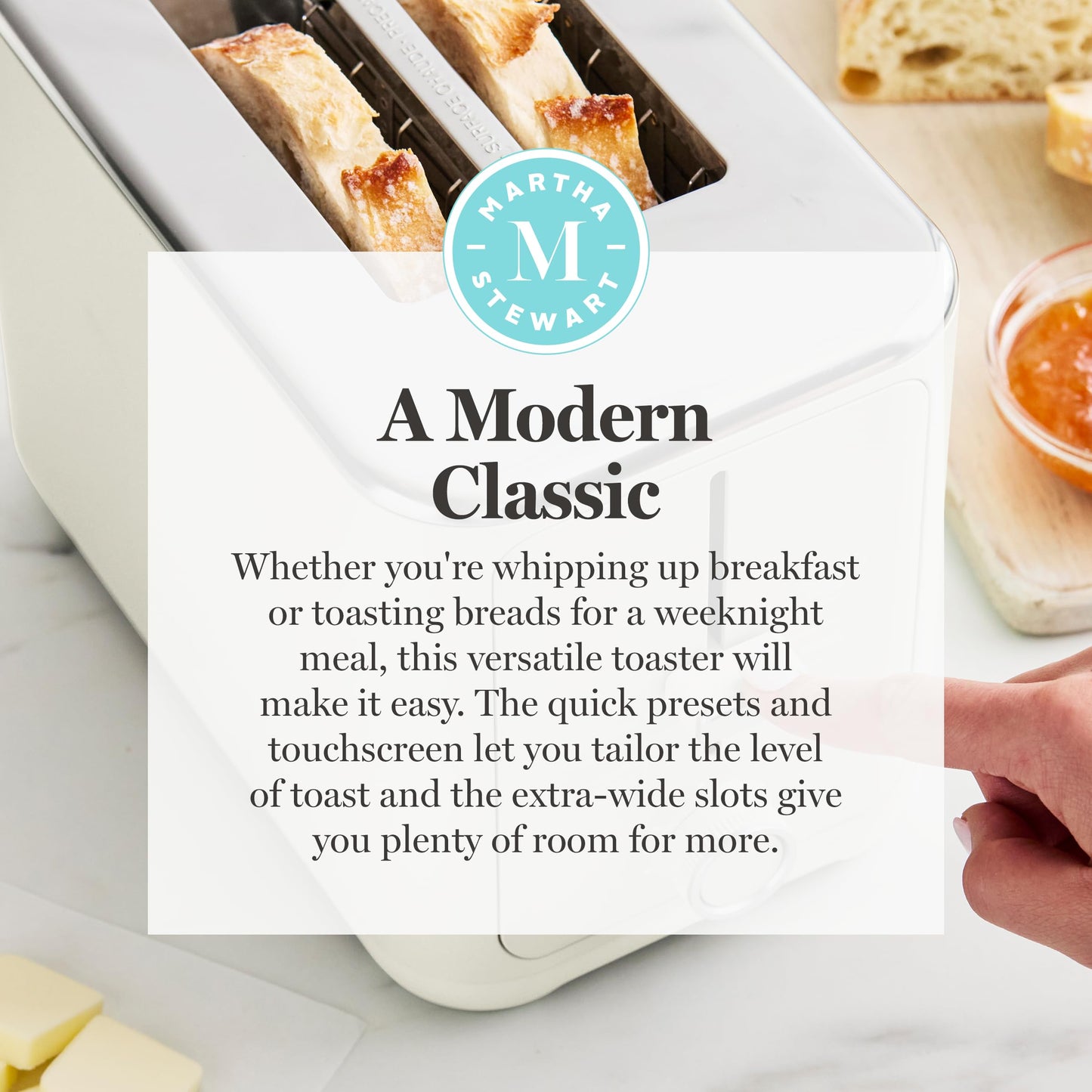 Martha Stewart 4 Slice Toaster, 10 Shade Settings with Defrost, Cancel, Bagel & Gluten-Free, Extra-Wide Self-Centering Slots for Waffles, Artisan Bread, Removable Crumb Tray, Cord Wrap,1800W, Honeydew
