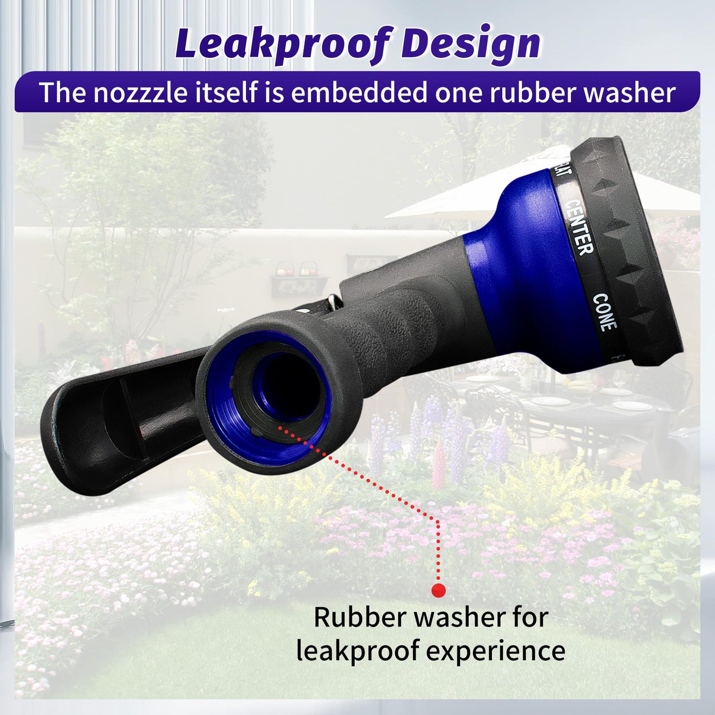 AUTOMAN-Garden-Hose-Nozzle, ABS Water Spray Nozzle with 7 Adjustable Watering Patterns, Slip Resistant for Watering Plants, Lawn& Garden, Washing Cars, Cleaning, Showering Pets & Outdoor Fun.