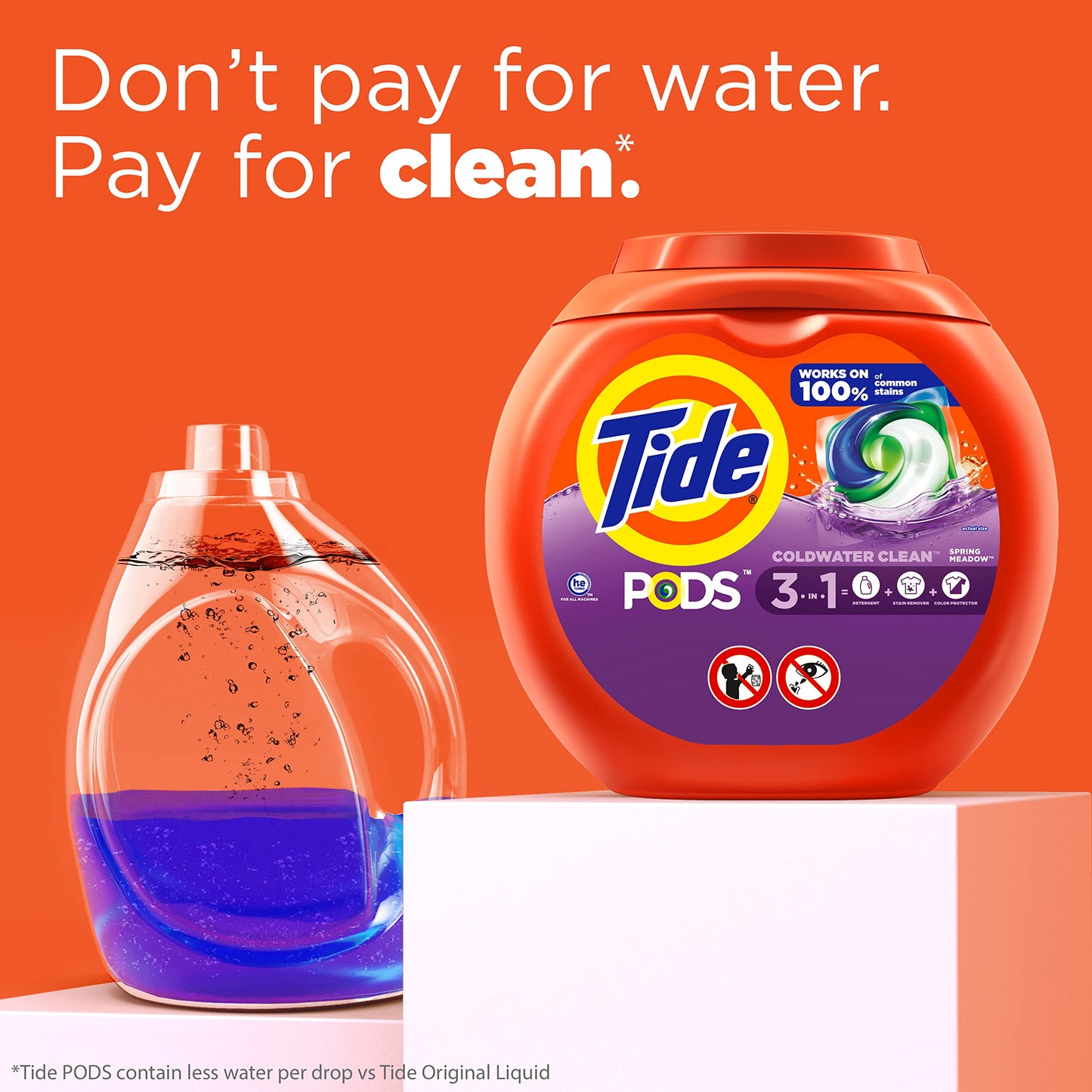 Tide PODS Liquid Laundry Detergent Soap Pacs, HE Compatible, Powerful 3-in-1 Clean in one Step, Built in Stain Removers, Spring Meadow Scent, 76 Count