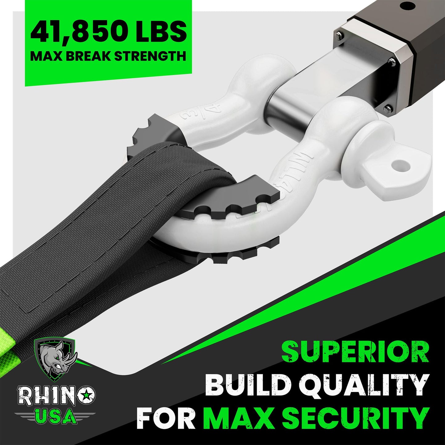 Rhino USA D Ring Shackles (2-Pack) - 41,850lb Break Strength – Heavy Duty 3/4" Clevis Shackle with 7/8 Pin for Towing & Off-Road Use - Pairs with Tow Strap for Vehicle Recovery (Black)