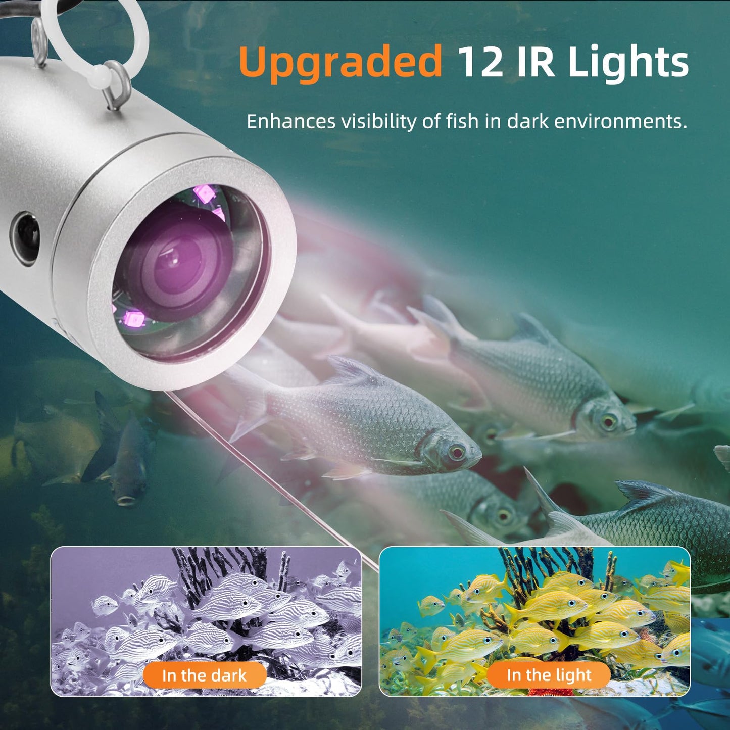 Eyoyo Underwater Fishing Camera Portable Video Fish Finder 9 inch LCD Monitor 1000TVL Waterproof Camera Underwater DVR Video Fish Cam 30m Cable 12pcs IR Infrared Lights for Ice, Boat and Lake Fishing