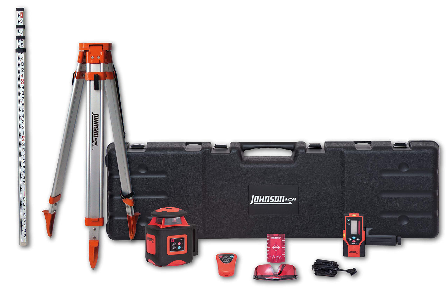 Johnson Level & Tool 99-028K Electronic Self-Leveling Dual Slope Horizontal/Vertical Rotary Laser System, Red, 1 Kit