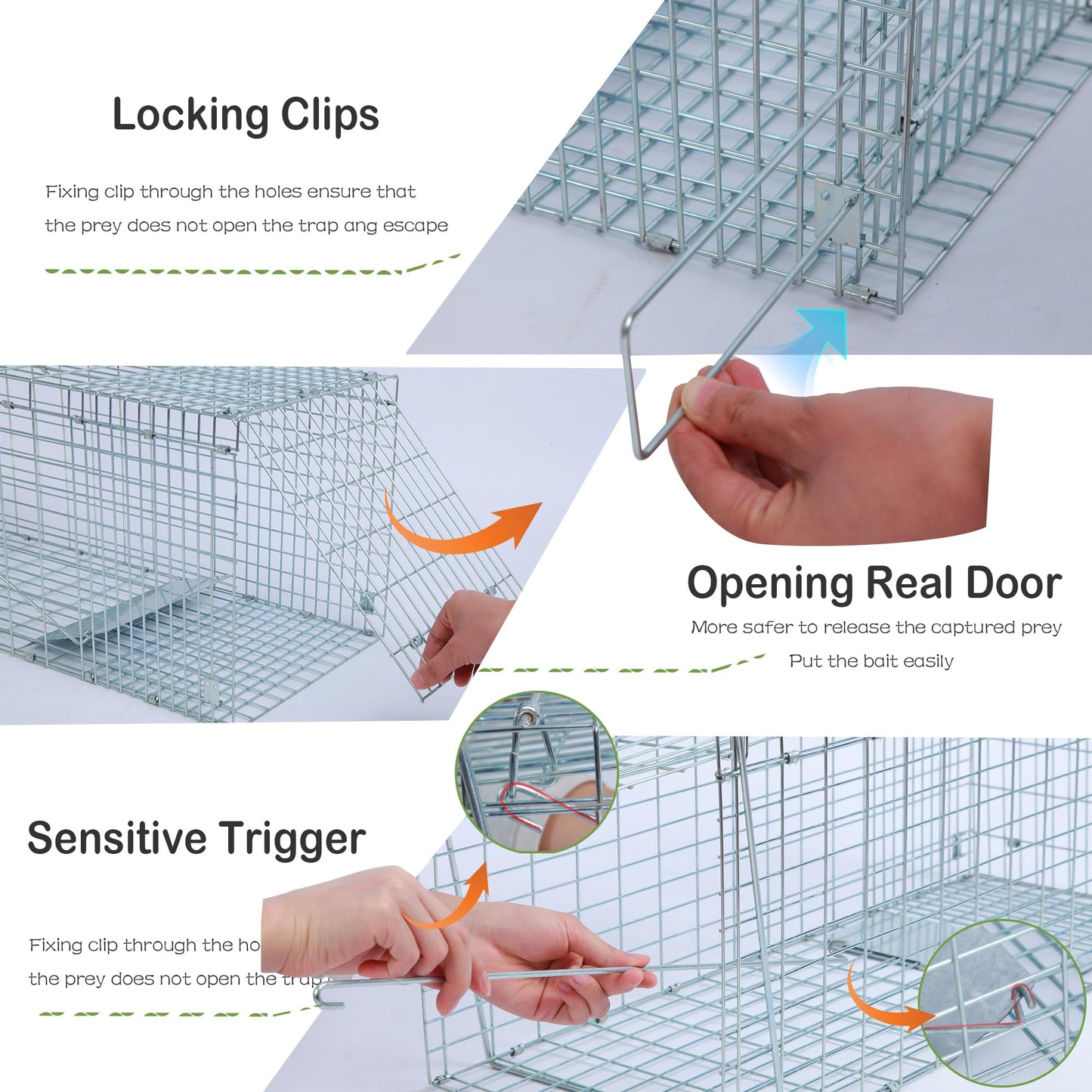 Live Animal Trap Cage Cover, Cat Trap for Stray Cats 32 Inch Folding Skunk Trap with Real Door for Raccoons, Opossums, Groundhogs, Skunks, Feral Cats, Squirrels (Only Cover)