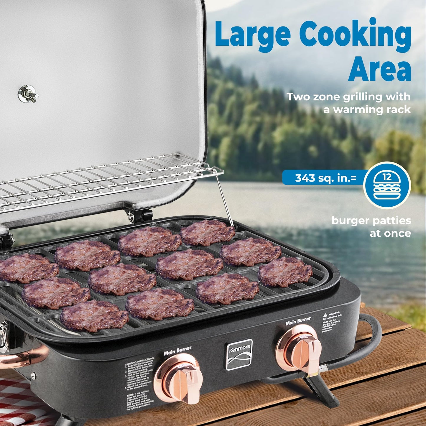 Kenmore 2-Burner Portable Tabletop Retro Gas Grill