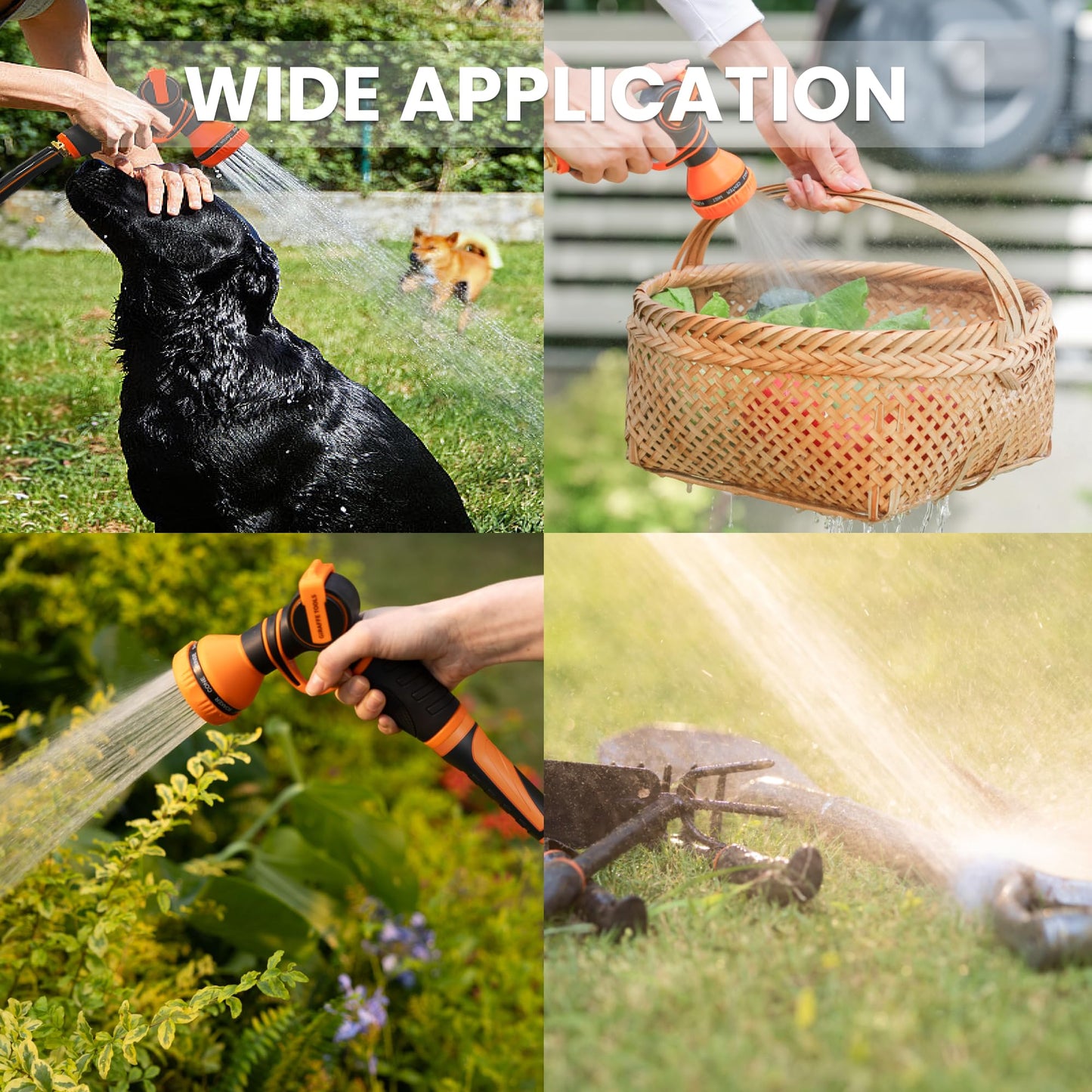 Giraffe Tools Garden Hose 50ft x 5/8", Water Hose Heavy Duty, Flexible, Lightweight Hybrid Hose with Swivel Handle, Male to Female Fittings, Burst 600 PSI