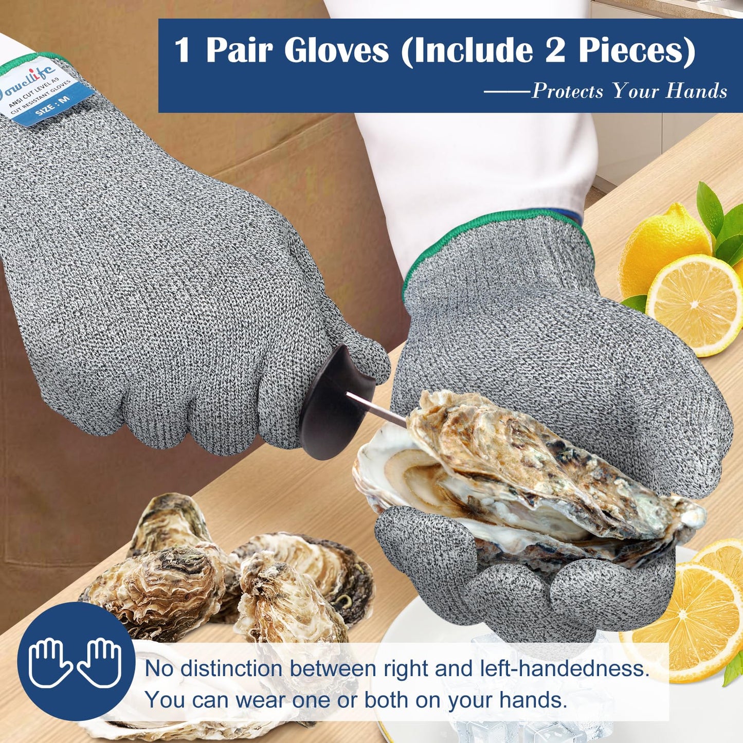 Dowellife Level 9 Cut Resistant Glove - Stainless Steel Mesh Metal Glove for Butcher, Meat Cutting, Oyster Shucking, Kitchen Mandoline, Chef Slicing, Fish Fillet (X-Large)