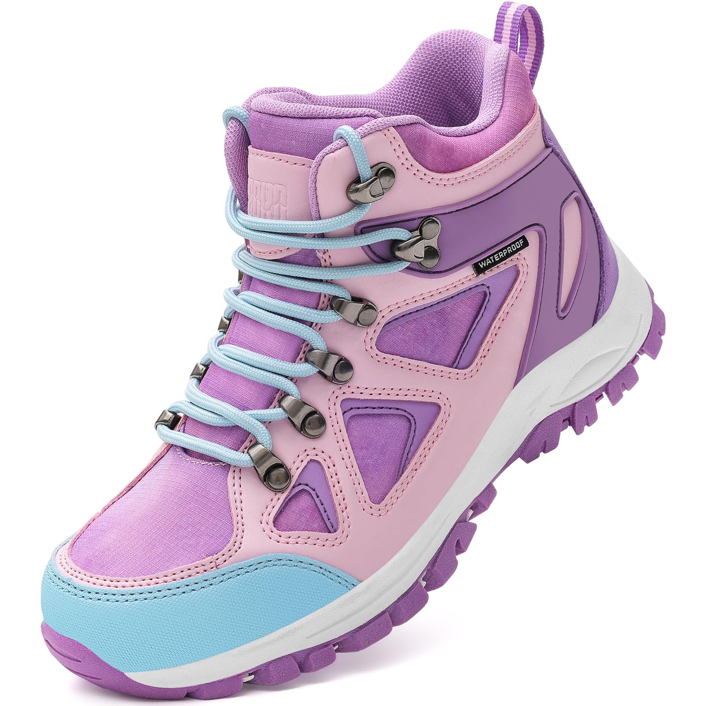 R CORD Kids Hiking Boots Waterproof Durable TPR Traction Outsole Anti-Skid Athletic Lace Up Hiking Shoes for Outdoor Adventure