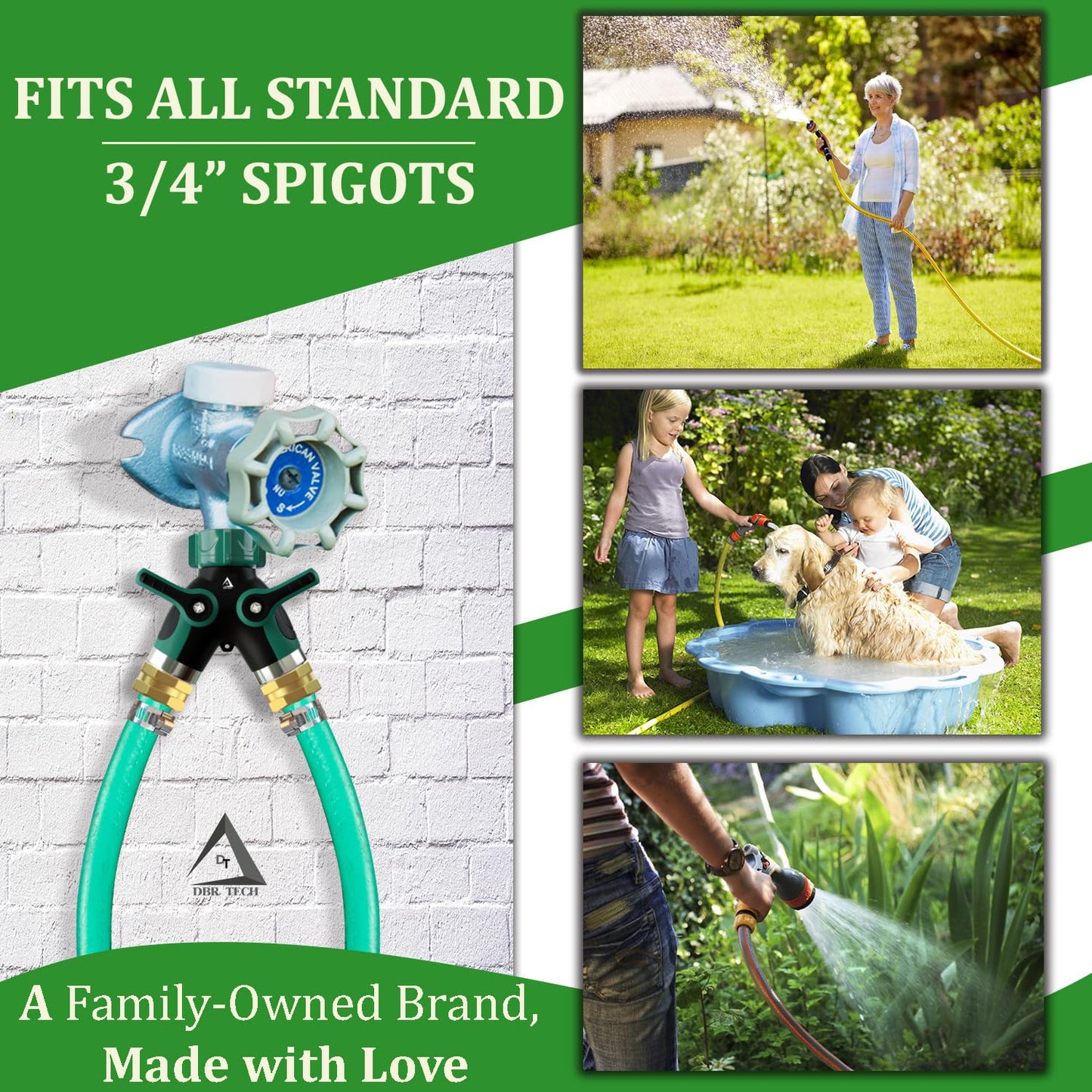 Hose Splitter 2 Way, Heavy Duty Metal Connector, Two Way Garden Hose Splitter, High Flow Spigot Faucet Bib Adapter, Solid Double Y Shut Off Valve for Outdoor Gardening Hoses, Orange