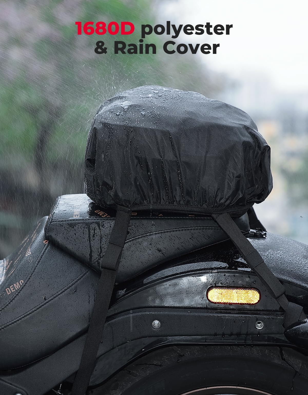 KEMIMOTO Motorcycle Tail Bag, Dual Use Motorcycle Rear Seat Bag with Waterproof Rain Cover, 22L-34L Expandable Motorbike Helmet Bag Luggage Storage Backpack with 6 straps