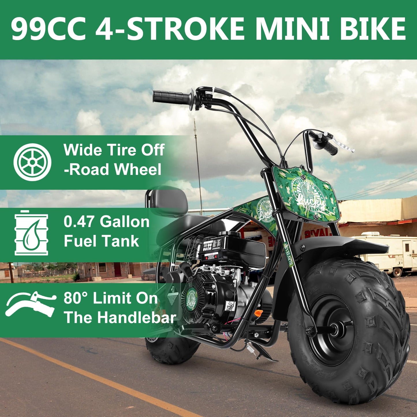 Oryxearth 99CC 4-Stroke Mini Dirt Bike, Gas Powered Off Road Dirtbike W/EPA Approved for Kids, Speed Up 24 MPH, Weight Capacity 185 LBS