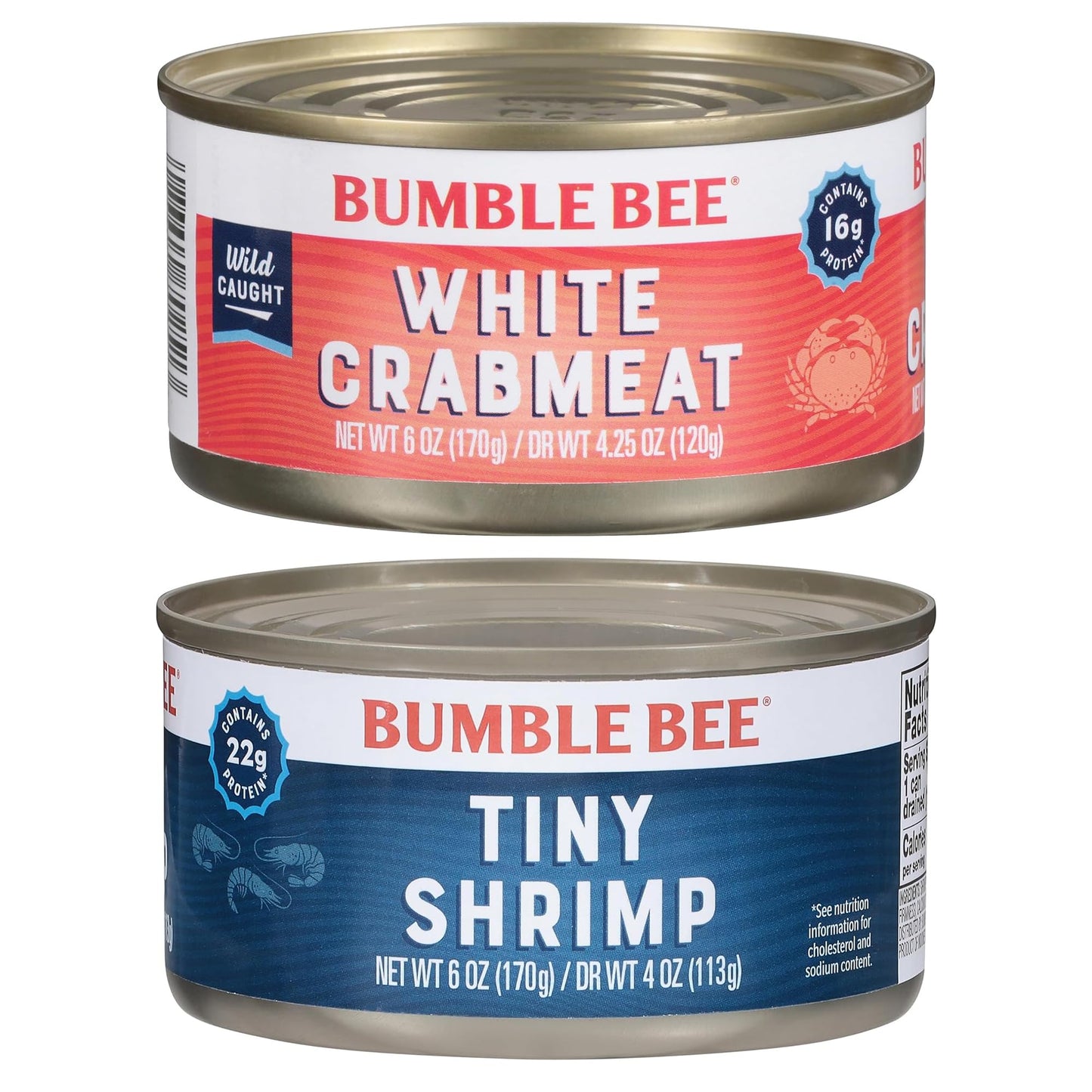 Bumble Bee Tiny Canned Shrimp, 6 oz Can - Shrimp in Water, Cooked, Peeled, Deveined - 22g Protein per Serving - Gluten Free