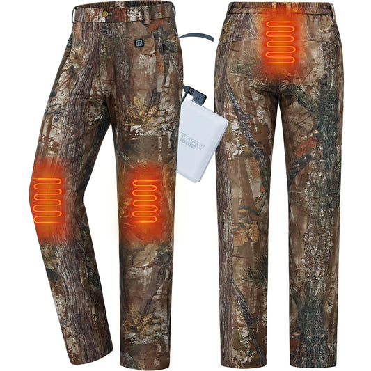 NEW VIEW Women Camo Heated Pants with 10000mAh Battery Pack, Fleece Lined Insulated Hunting Pants for Cold Winter Outdoors