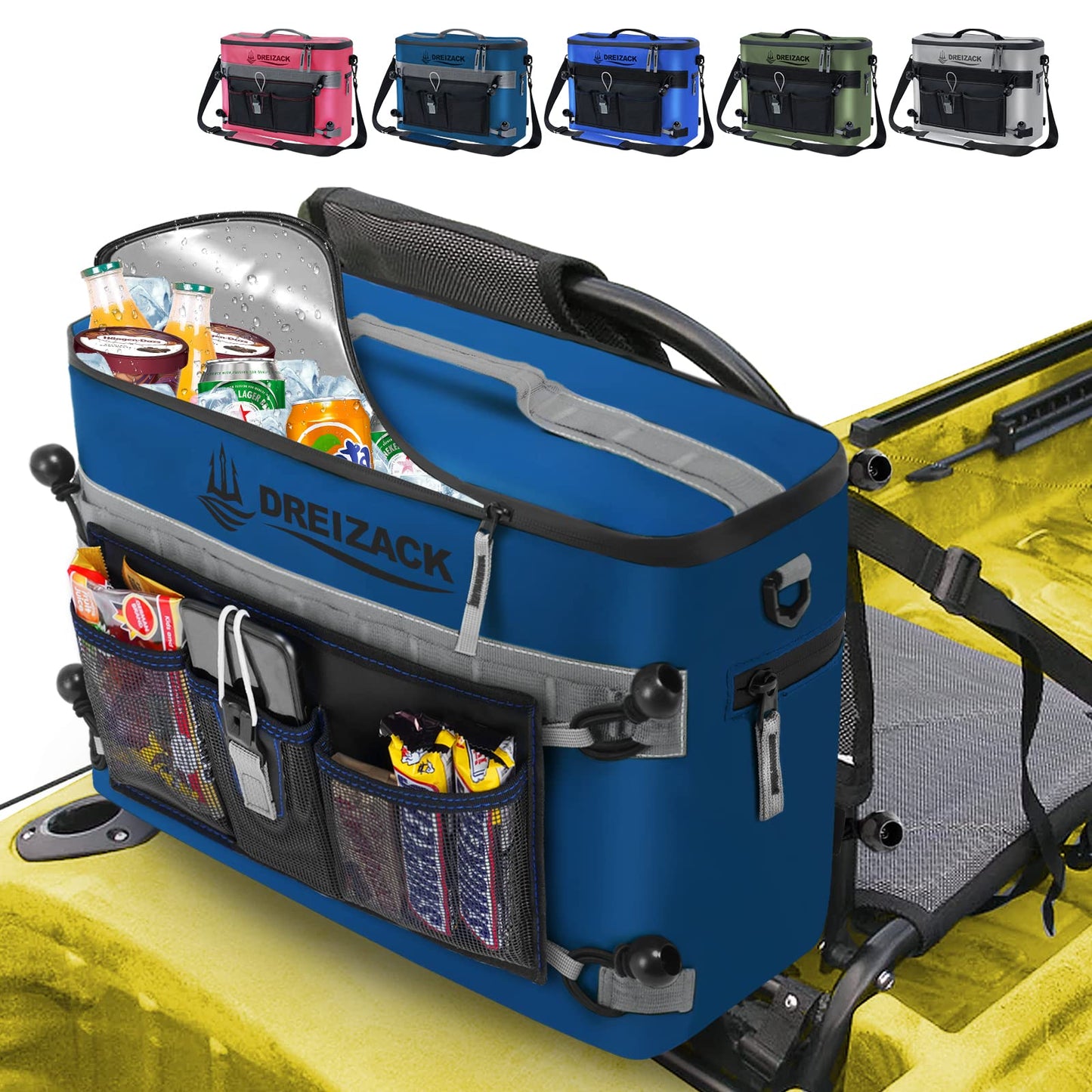Dreizack Kayak Cooler Behind Seat, Waterproof Cooler for Kayaking,Paddle Board Cooler Compatible with Lawn-Chair Seat Kayak Accessories Cooler Bag Kayak Cooler Tow Behind for Camping Fishing
