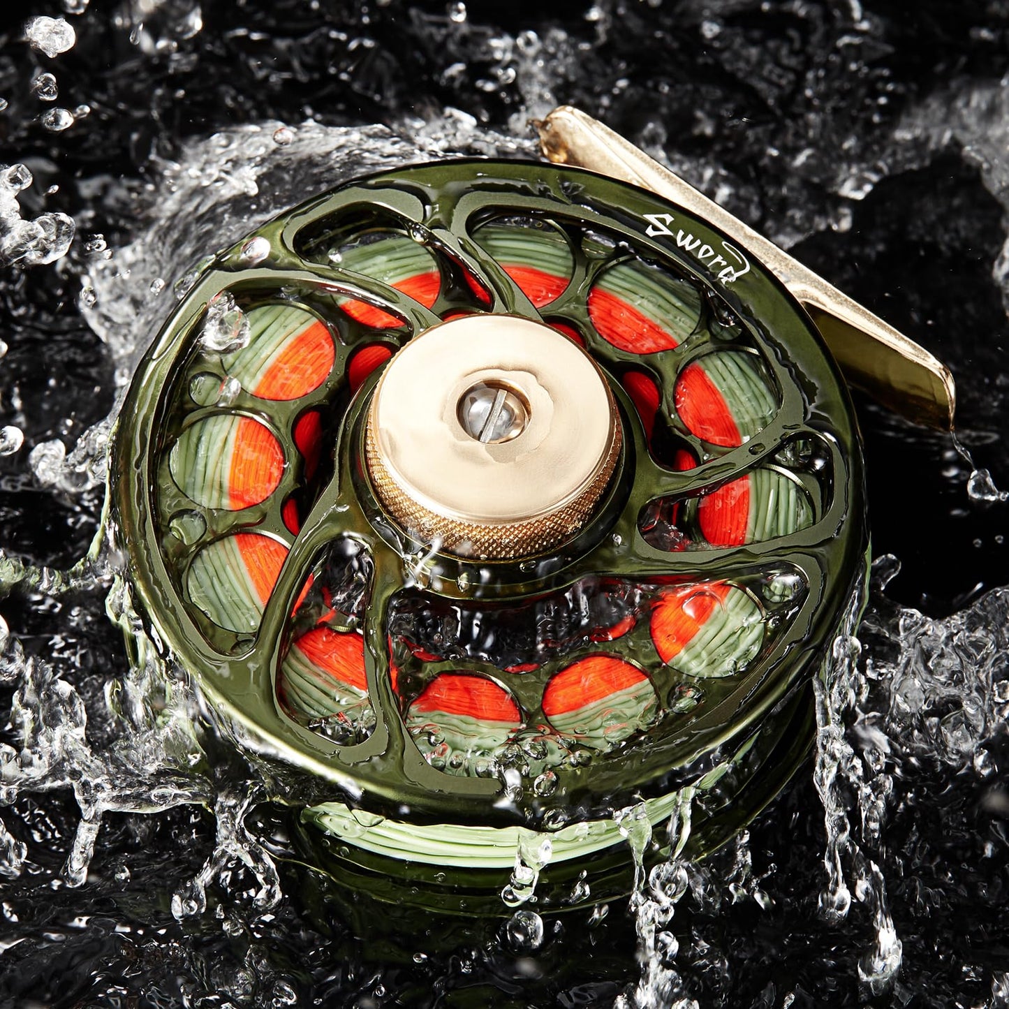 Piscifun Sword Fly Fishing Reel with Line, Pre-Loaded CNC-Machined Aluminum Alloy Fly Reel, Light Weight and Corrosion Resistance Design, 5/6wt Olive Green
