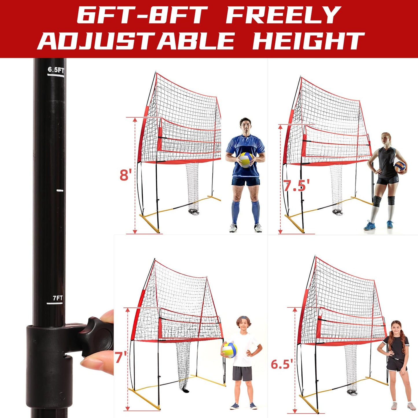 Sturdy and Easy to Set up Volleyball Training Equipment Net,Update Freely Height Adjustable Volleyball Net for Backyard,Portable 11x8FT Net to Improve Spike Service Skill for Indoor and Outdoor