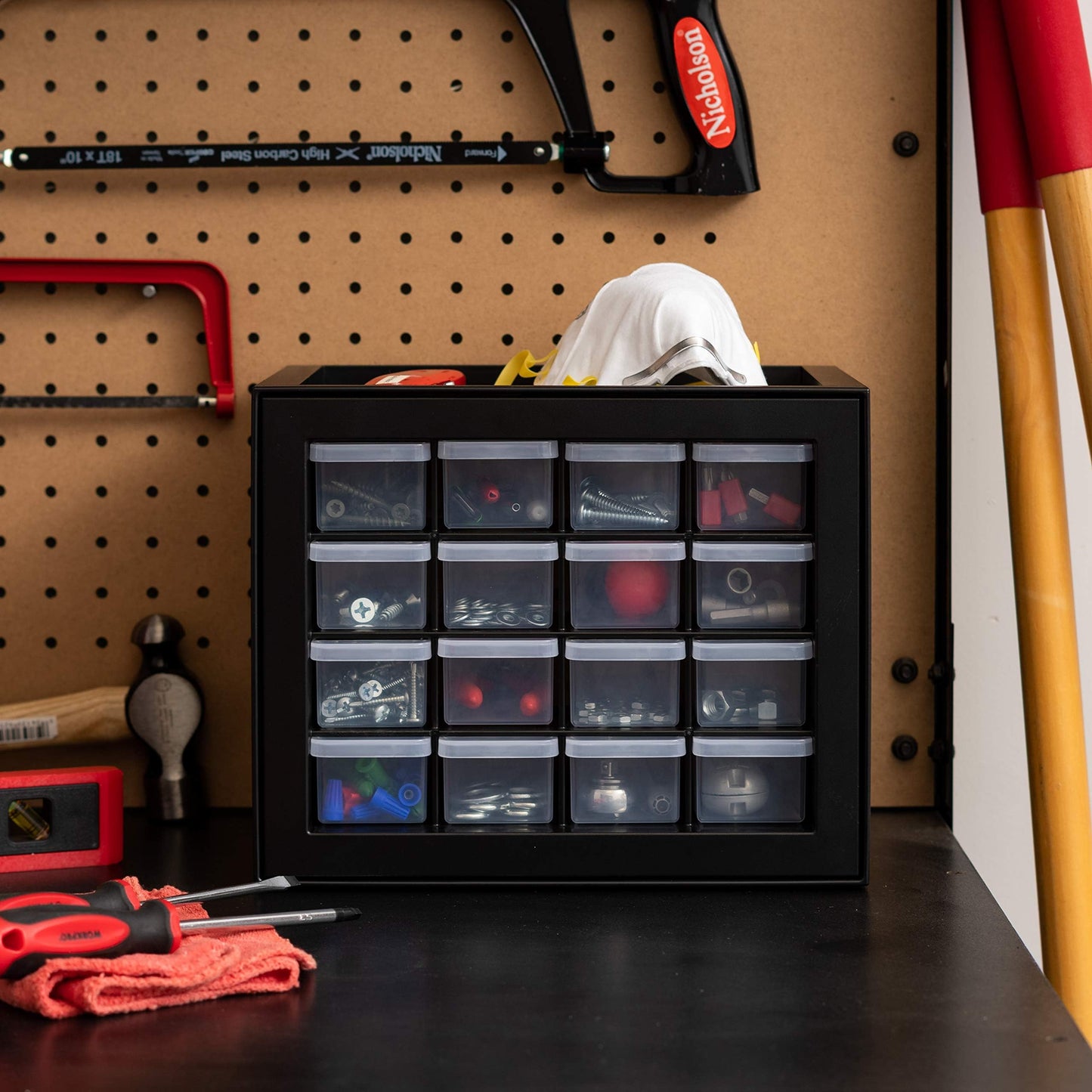 IRIS USA Screw Tool Organizer Small Parts Cabinet Chest, 44-Drawer Hardware Electronics Nuts Bolts Storage Drawers Organization Toolbox Garage Craft Business Teacher Beads Scrapbook Art Hobby - Black