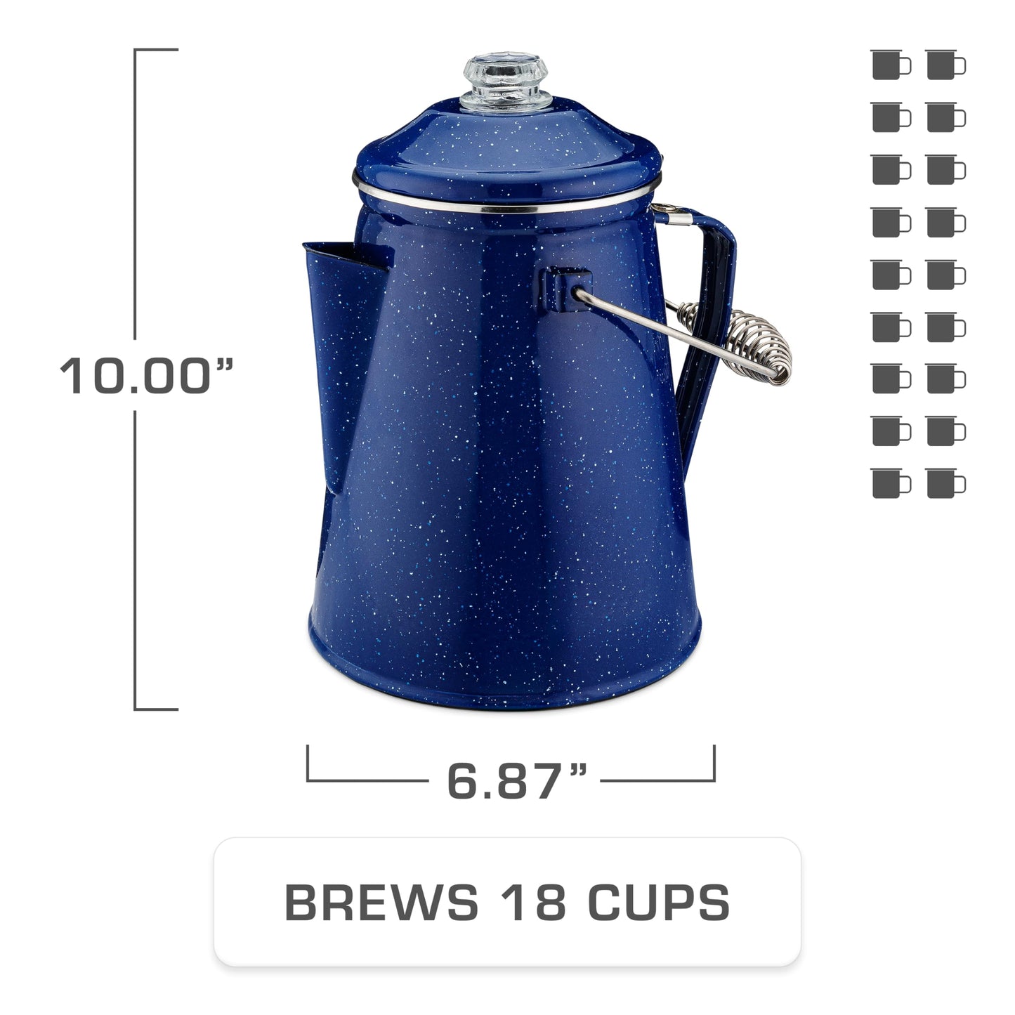 COLETTI Classic Percolator Coffee Pot — Coffee Percolator, Camping Kettle – The Original Camping Coffee Pot, Now Modernized – For Campsite Brewmasters Everywhere [Black Enamel, 12 Cup]