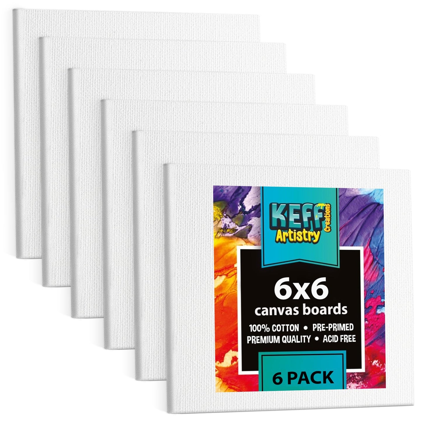 KEFF 24-Pack Bulk Canvas for Painting, 6 of 5x7, 8x10, 9x12, 11x14 Canvas Boards for Painting, Art Supplies for Adults & Kids - 100% Cotton Primed Painting Canvas for Acrylic, Oil, Watercolor, Tempera