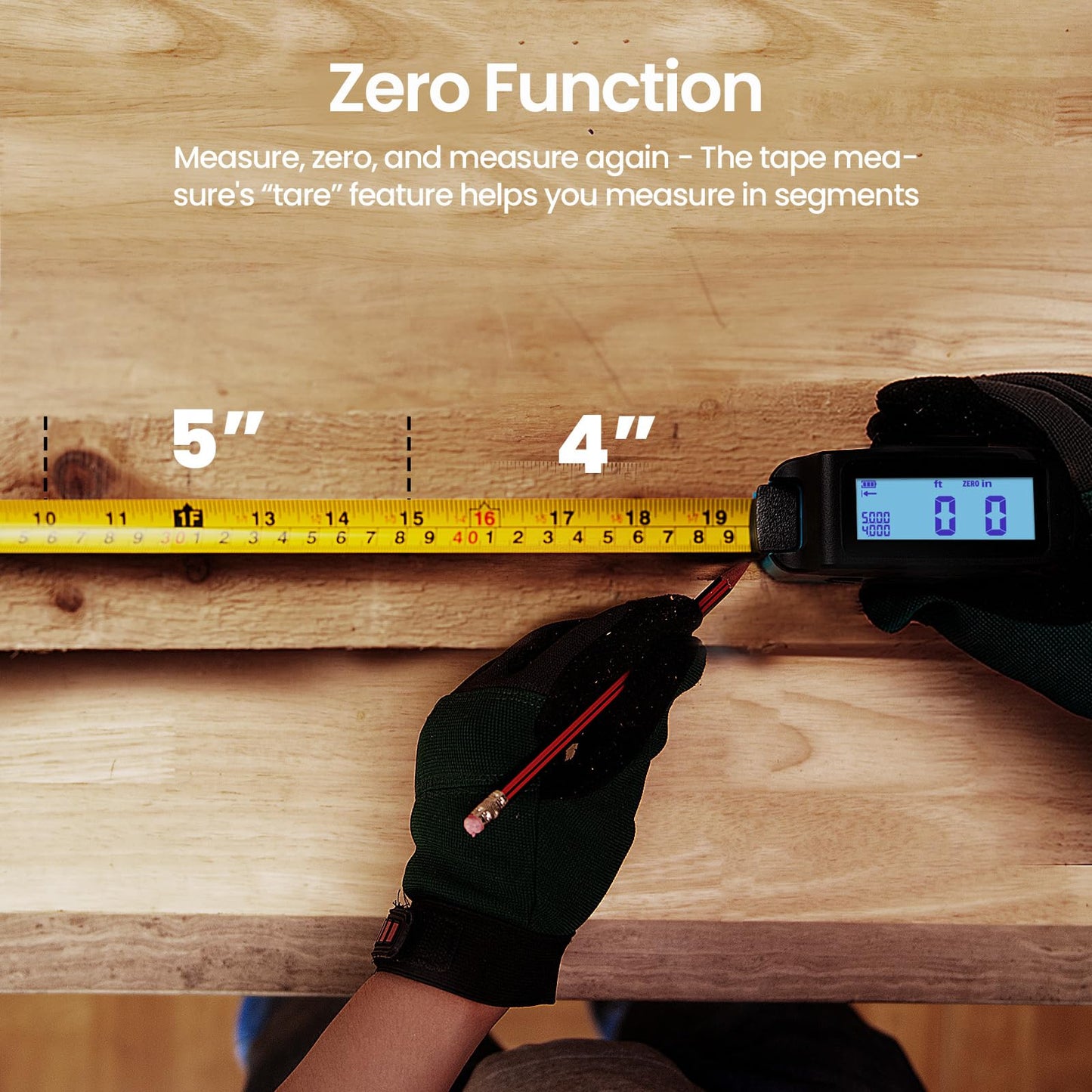Digital Tape Measure 2 in 1, 16FT with Display, Smart Tape Measure, Area Volume Measuring Pythagorean Mode, Waterproof and Rechargeable,1/2 Self Centering, 20 Groups Historical Memory