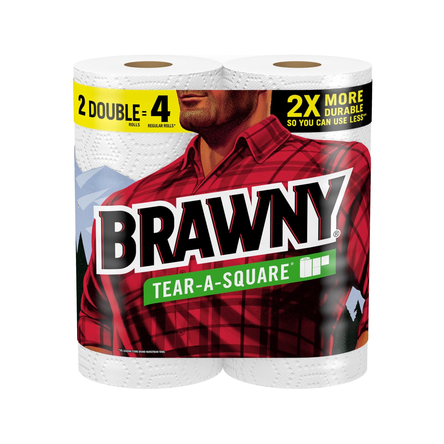 Brawny Tear-A-Square Paper Towels, 12 Double Rolls = 24 Regular Rolls, 3 Sheet Sizes (Quarter, Half, Full), Strength for All Messes, Cleanups, and Meal Prep