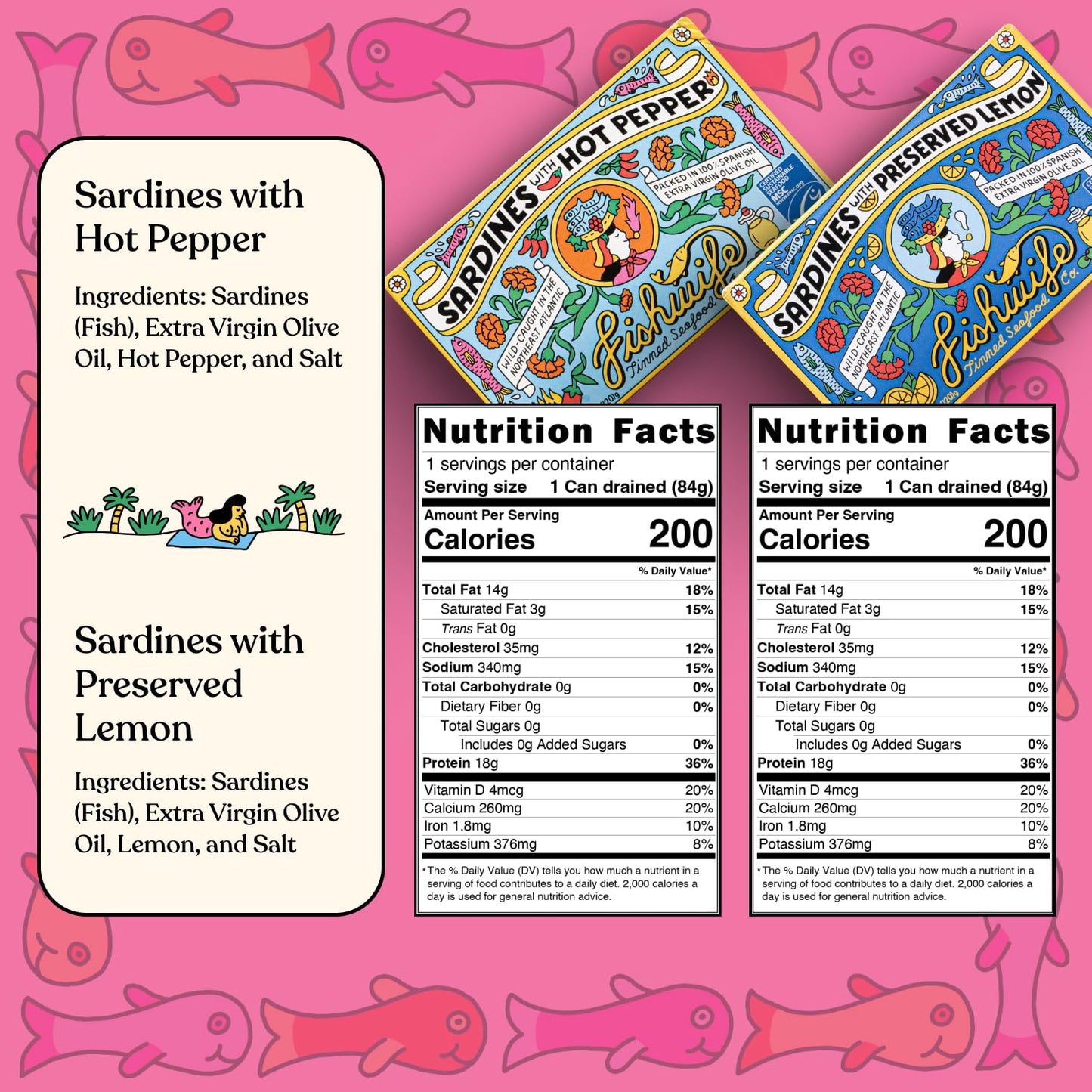 Fishwife Starter 7-Pack (Variety of Tinned Seafood including Smoked Salmon, Rainbow Trout, Sardines, Tuna & More!) | Gluten Free, High Protein | Hand-Packed