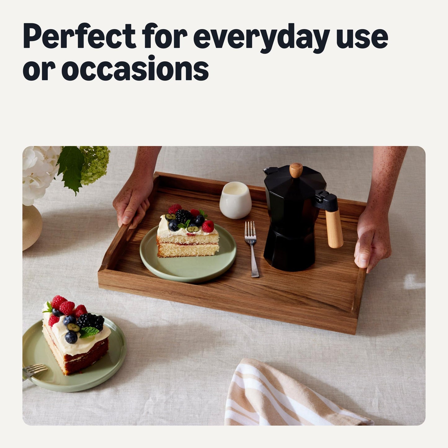 Amazon Basics Wooden Serving Tray, Acacia Wood, 17 x 12 in.