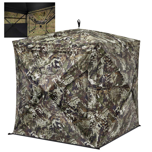 TIDEWE Hunting Blind 270°See Through with Silent Magnetic Door & Sliding Windows, 2-3 Person Pop Up Ground Blind with Carrying Bag, 300D Portable Resilient Tent(Veil Rush)