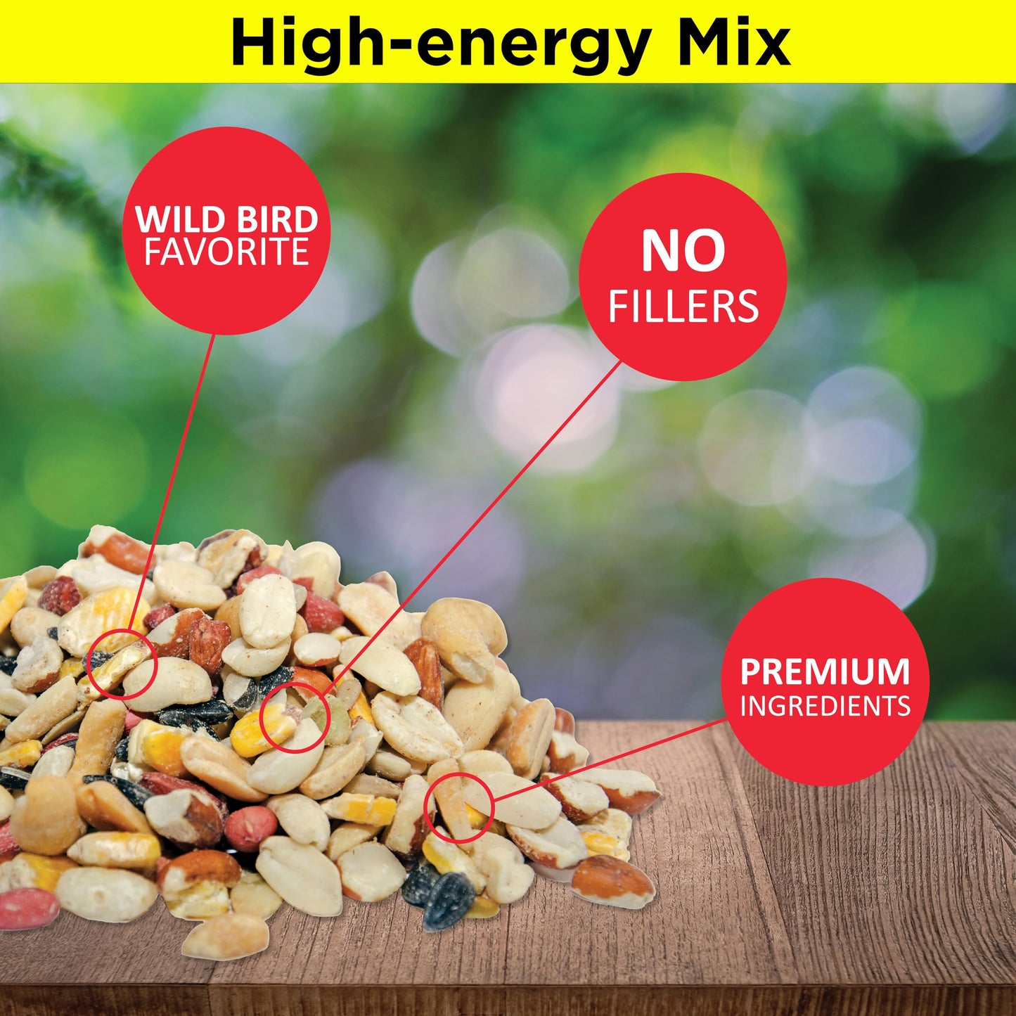 Lyric Fruit and Nut Wild Bird Seed - High Energy Wild Bird Food Mix - Attracts Woodpeckers, Chickadees & Other Songbirds - 20 lb bag