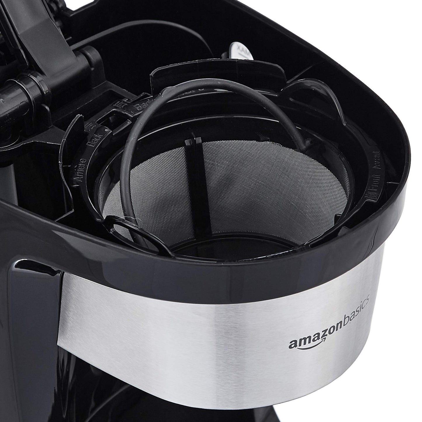 Amazon Basics Coffee Makers, 12-Cup Coffee Machines with Reusable Filter, Coffee Pots, Black & Stainless Steel