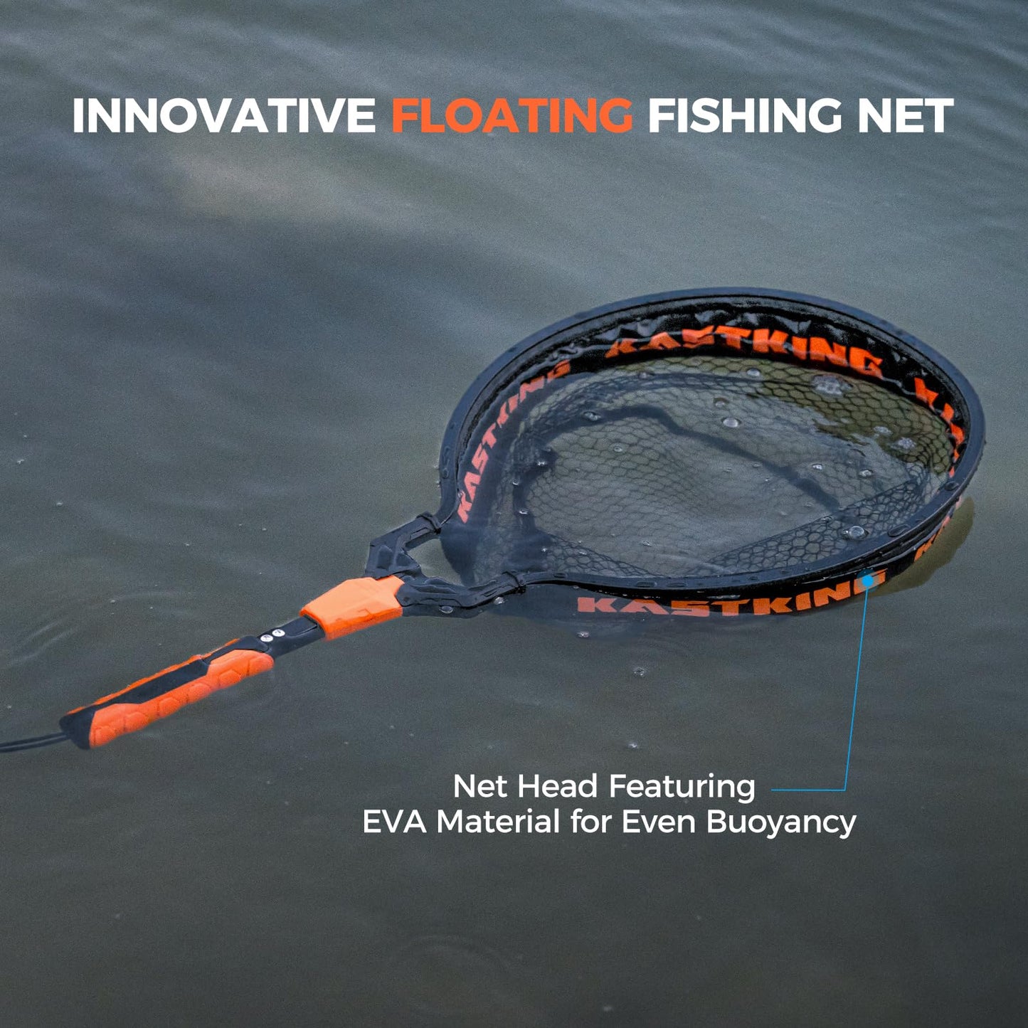 KastKing Titanet Fishing Net, Durable Aluminum Handle, Non-Slip Hi-vis Grip, Compact Storage Bag & Lanyard, Ideal for Kayak & Wading Fishing, Two Net Options