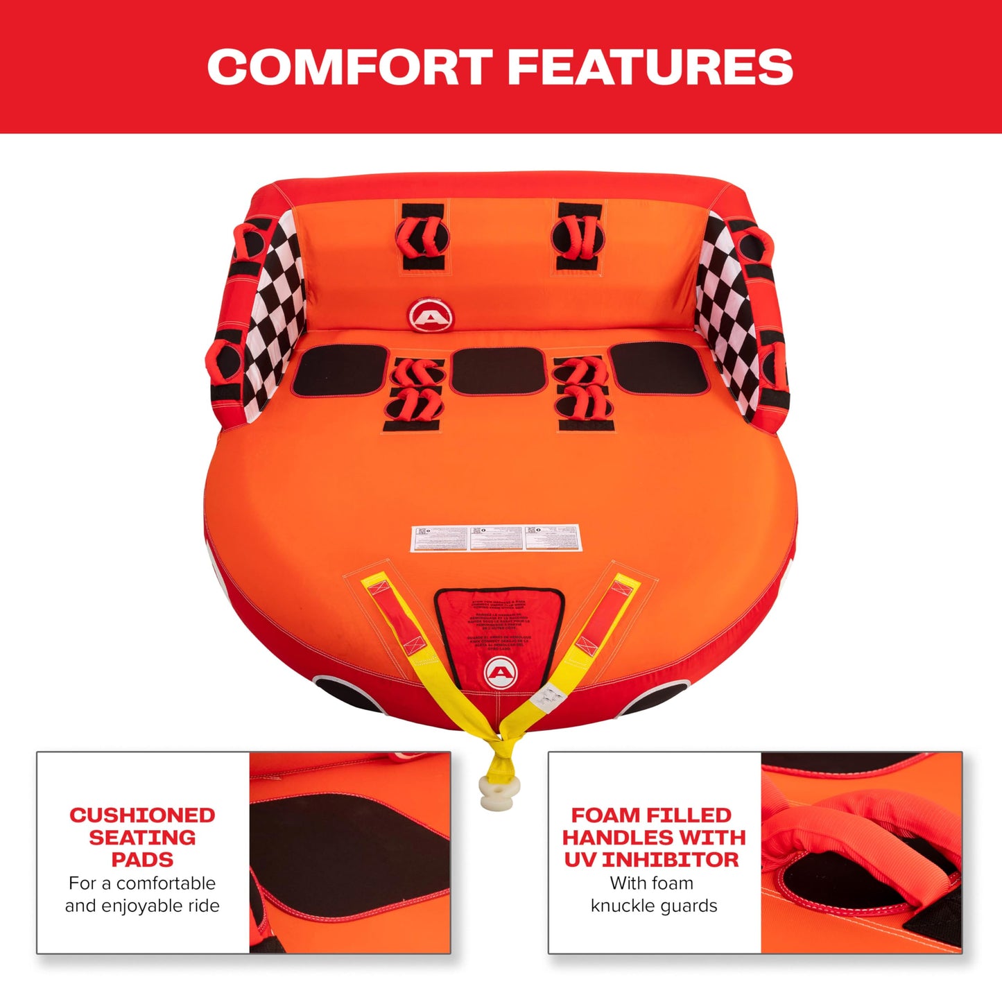 Airhead Super Mable Towable Tube | 1-3 Rider Towable Tube for Boating and Water Sports | Dual Tow Points | Full Nylon Cover | EVA Foam Pads | Patented Speed Valve | Boat Tubes and Towables