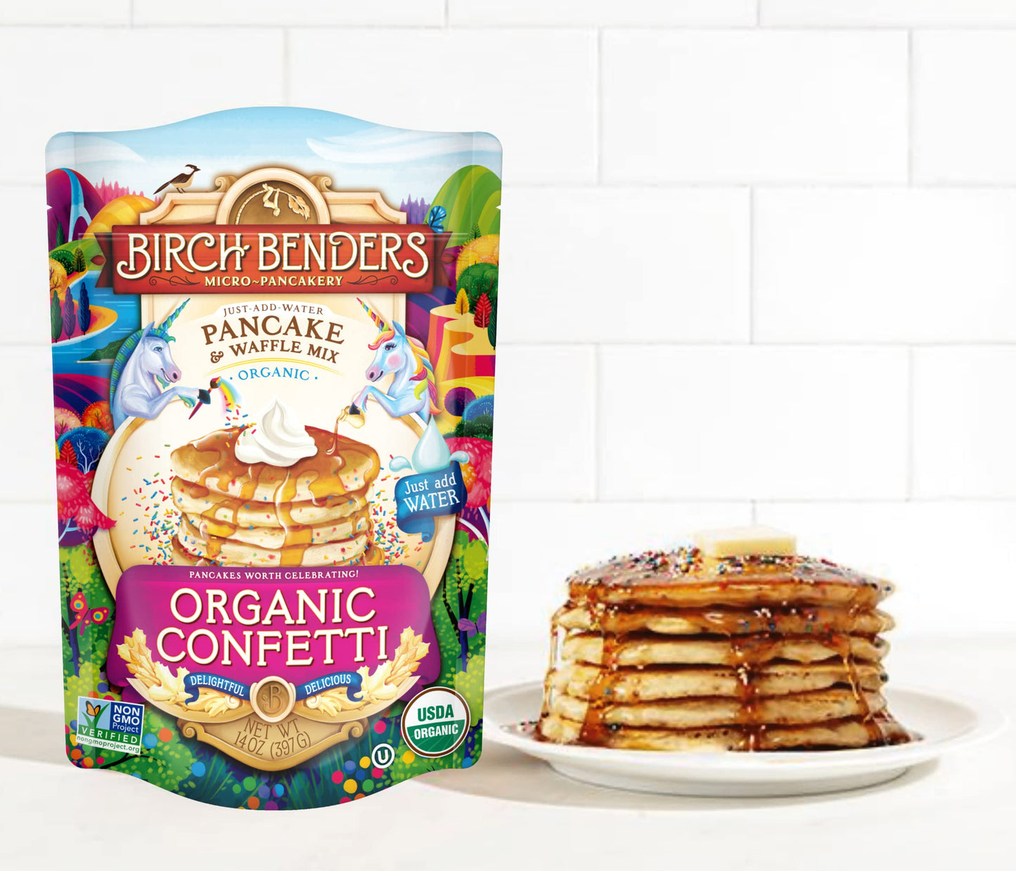 Organic Pancake and Waffle Mix, Classic Recipe by Birch Benders, Whole Grain, Non-GMO, Just Add Water, 16oz (Packaging may vary)