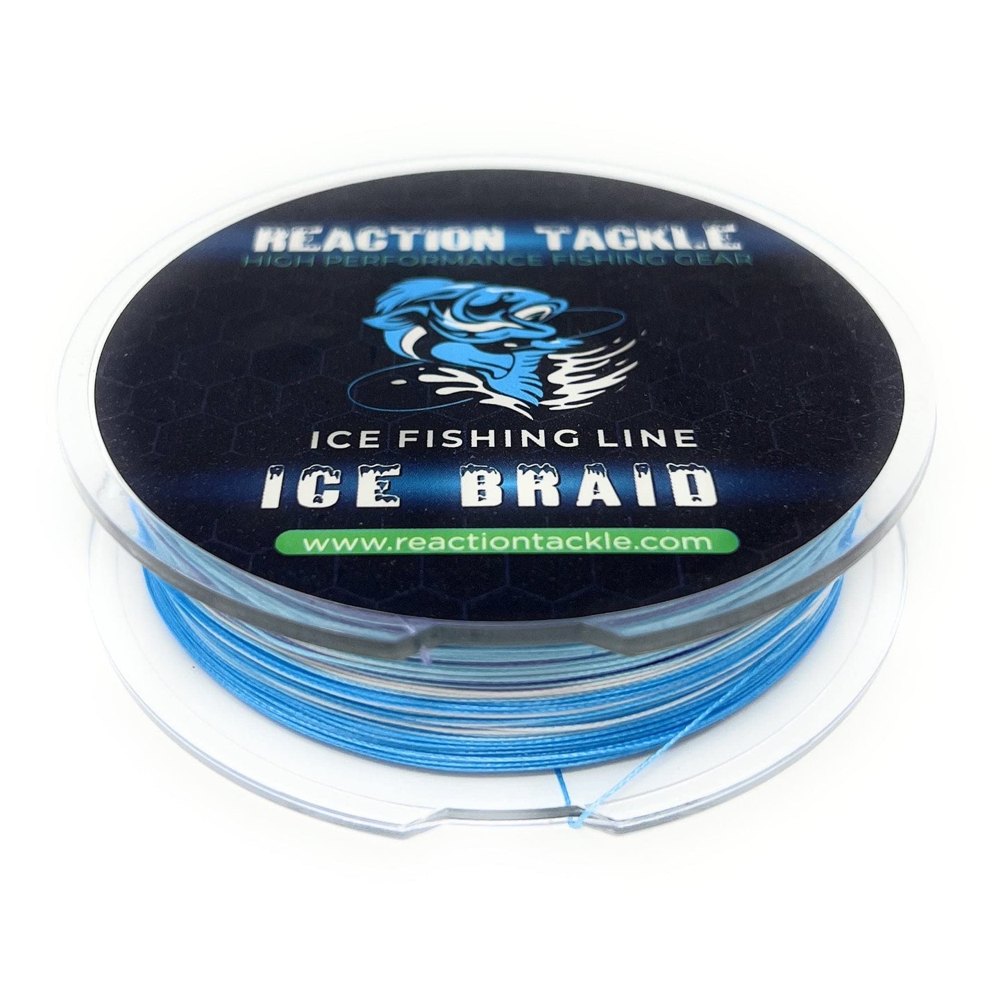 Reaction Tackle Ice Fishing Braided Fishing Line, Tip-Up Line, 8 Strands, Zero Memory Super Stong Pro Grade Power Ice Braided Line 150 Yard Spools