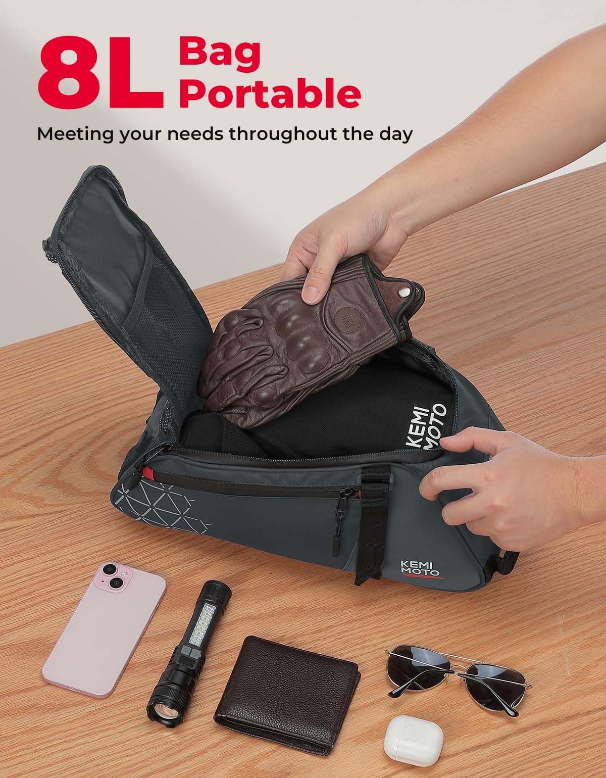 KEMIMOTO Rear Bike Rack Bag - 8L PVC Water Resistant Ebike Bags for Bicycle Rear Rack, Bicycle Trunk Pannier for Commuter Travel Shopping and Cycling (Black)