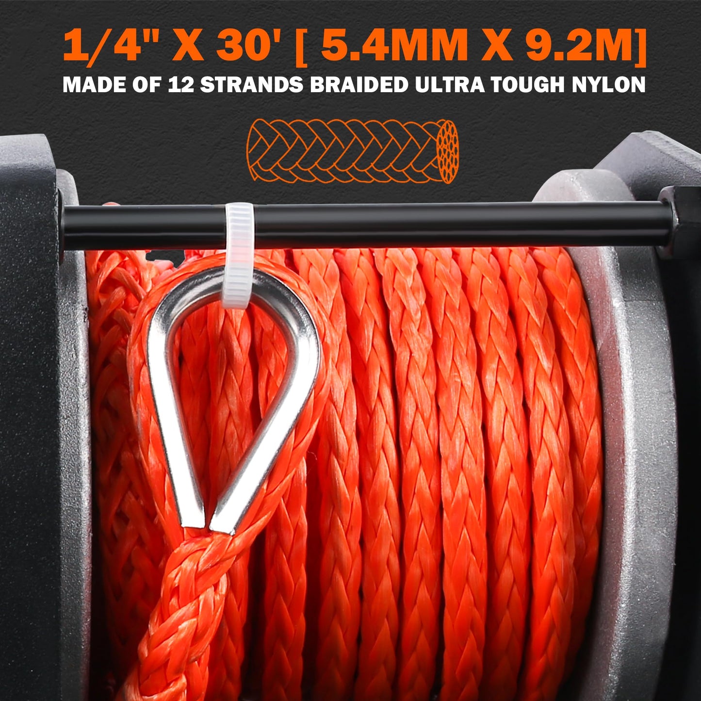 ZESUPER 3000 lb Electric Winch for ATV UTV Trailer Boat Synthetic Rope Winch 12V DC Off Road Towing Winches with Wireless Remote Mounting Bracket