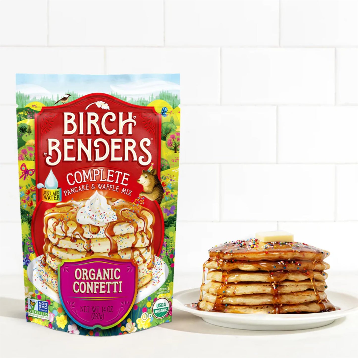 Organic Pancake and Waffle Mix, Classic Recipe by Birch Benders, Whole Grain, Non-GMO, Just Add Water, 16oz (Packaging may vary)