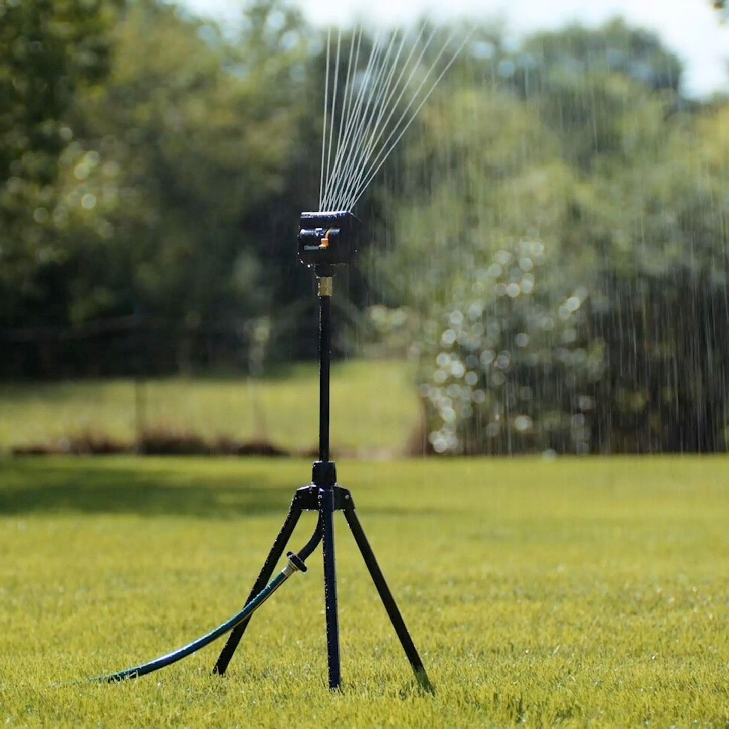 Melnor 65131AMZ MiniMax Turbo Oscillator Sprinkler, 4000 sq. ft., 4-Way Adjustable, Quick Connect Bundle, Black, Yellow