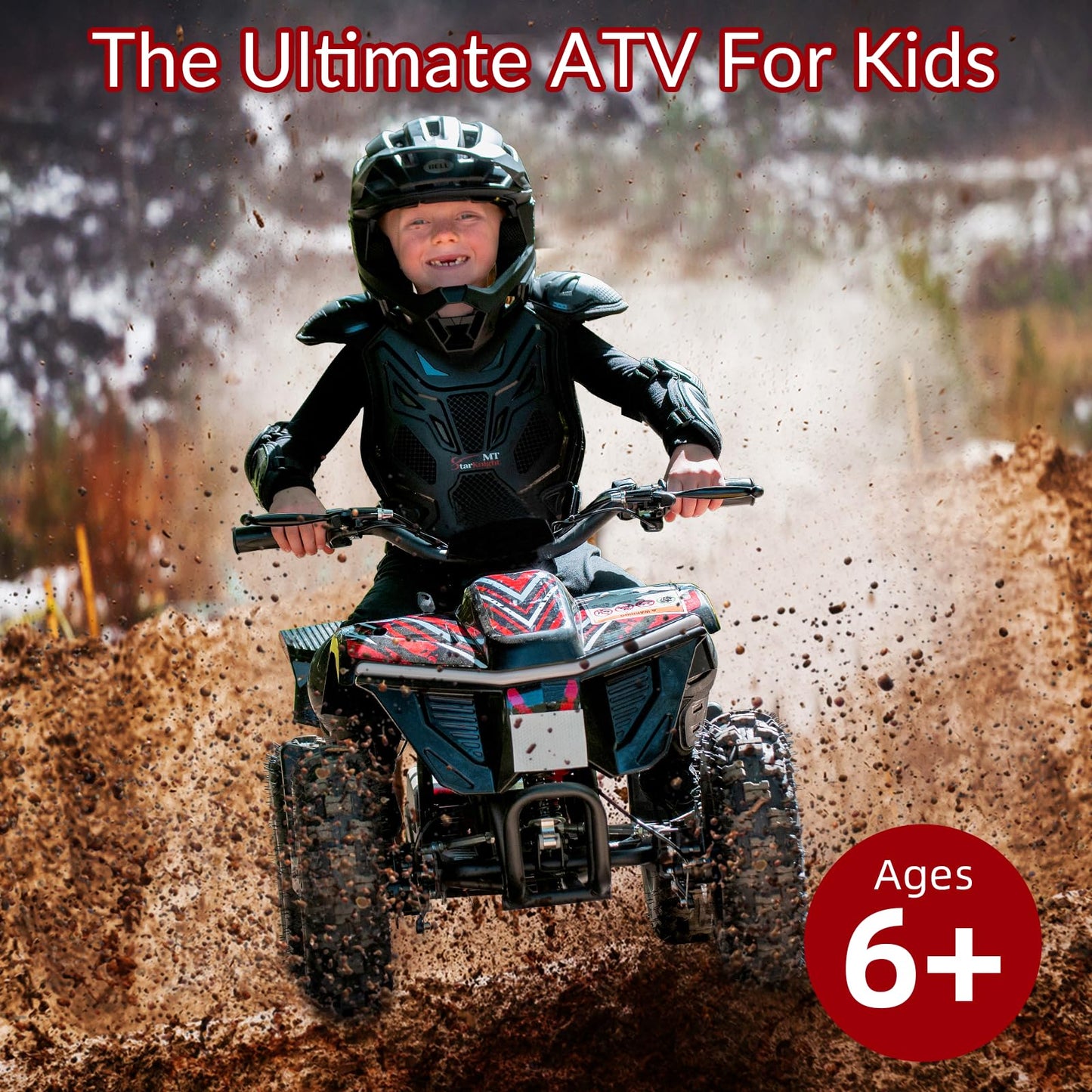 Droyd Electric ATV Vehicle Fury, 36V Kids Quad Bike with 500W Brushless Powerful Motor, 8-10 Miles Long Range Electric 4 Wheeler with Throttle Controlled Dual Suspension for Boys Girls Ages 6+