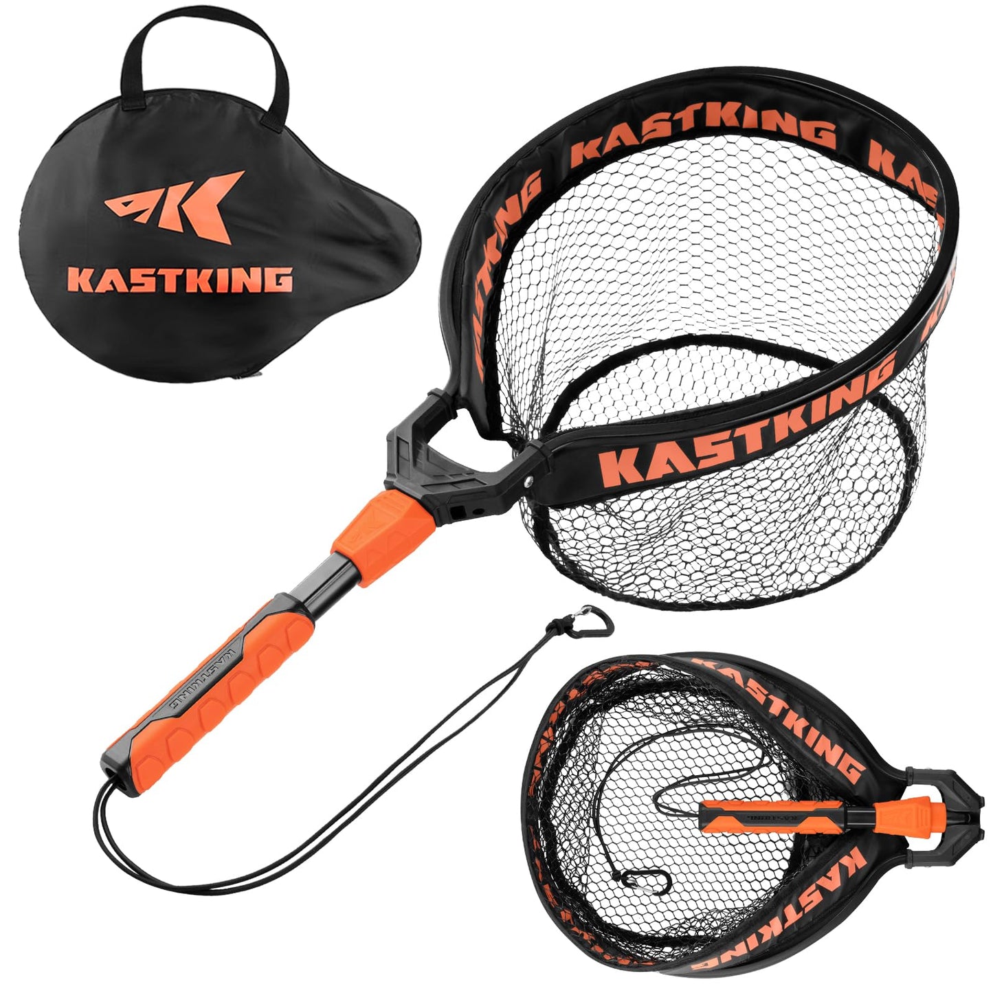 KastKing Titanet Fishing Net, Durable Aluminum Handle, Non-Slip Hi-vis Grip, Compact Storage Bag & Lanyard, Ideal for Kayak & Wading Fishing, Two Net Options