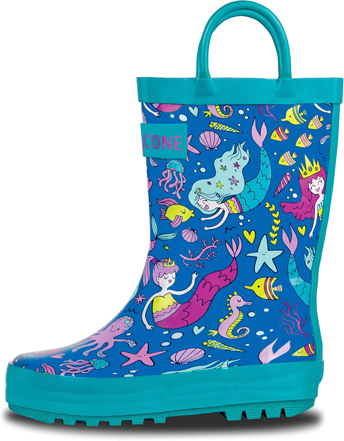 Lone Cone Kids Rain Boots for Girls & Boys – Waterproof Natural Rubber Toddler Rain Boots with Non-Slip Outsole & Easy Pull Handles – Solid, Pattern & Glitter Designs