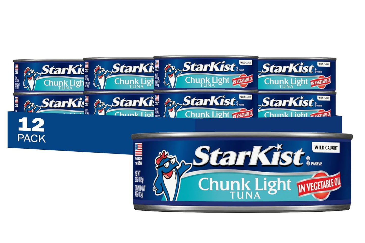 StarKist Chunk Light Tuna in Water, 5 oz (8 Pack) Canned Tuna Fish, Wild Caught, Gluten Free, Ready to Eat, Perfect for Salads, Keto Meals and Snacks, with 20g Protein & 90 Calories Per Serving