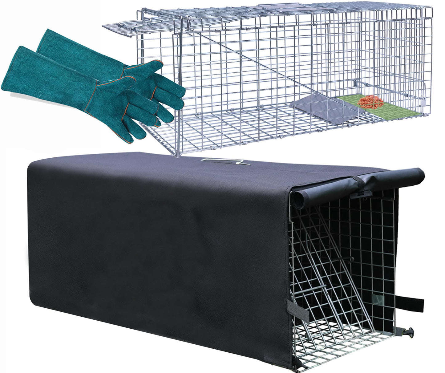 Live Animal Trap Cage Cover, Cat Trap for Stray Cats 32 Inch Folding Skunk Trap with Real Door for Raccoons, Opossums, Groundhogs, Skunks, Feral Cats, Squirrels (Only Cover)