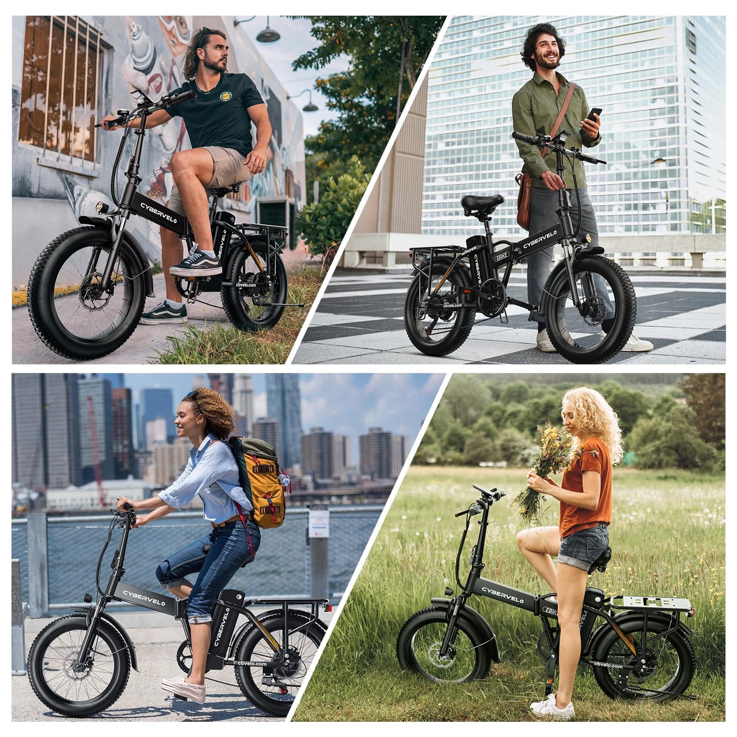 1000W Folding Electric Bike, 48V 20.8AH Large Removable Battery E-Bike, 30+MPH, 80 Miles Max Range, 20" Fat Tire Electric Bike for Adults, Adult Electric Bicycles Commute E-Bikes For Women/Men