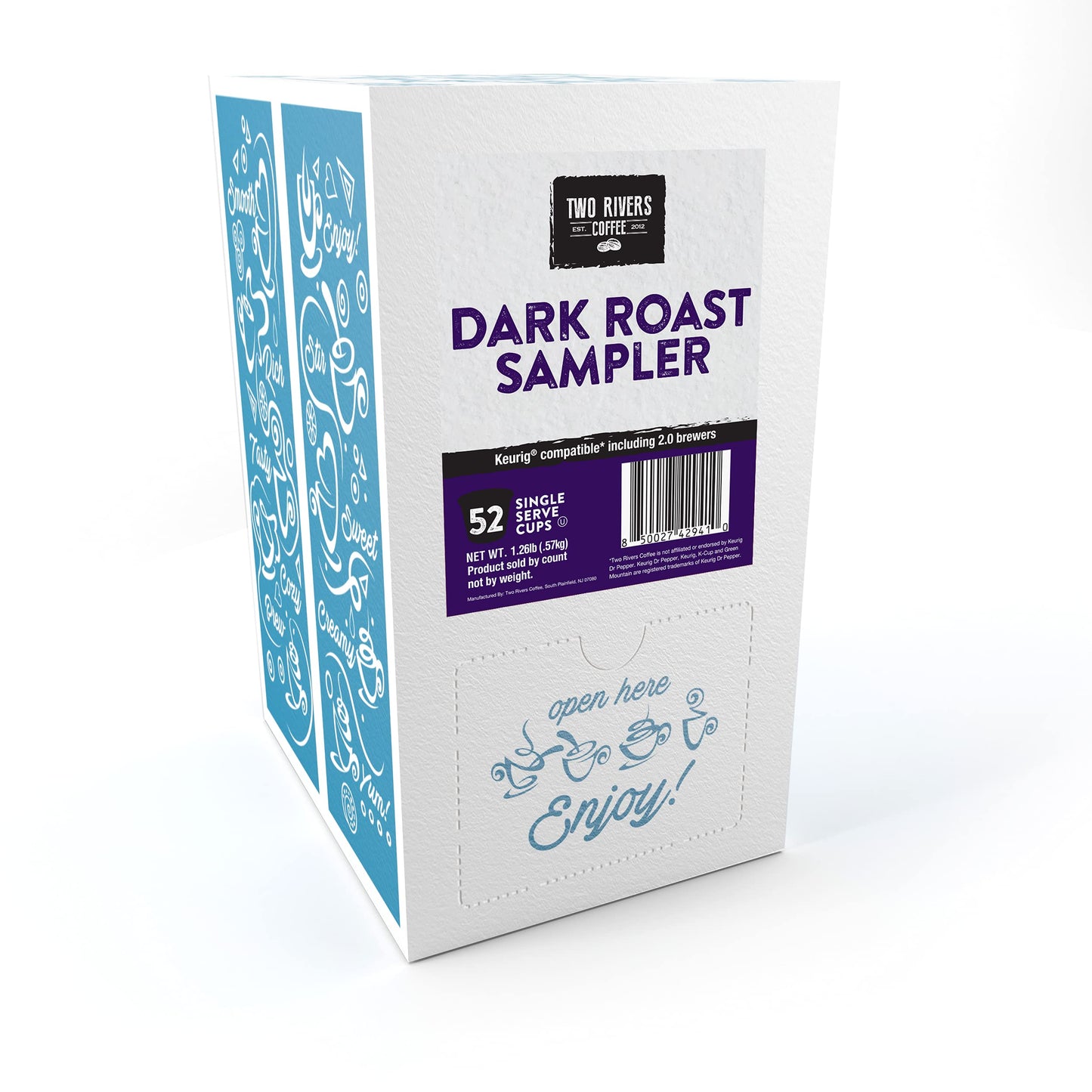 Two Rivers Coffee Hot Chocolate Pods Single Serve Cocoa Variety Sampler Pack Compatible with 2.0 Keurig K-Cup Brewers, 40 Count