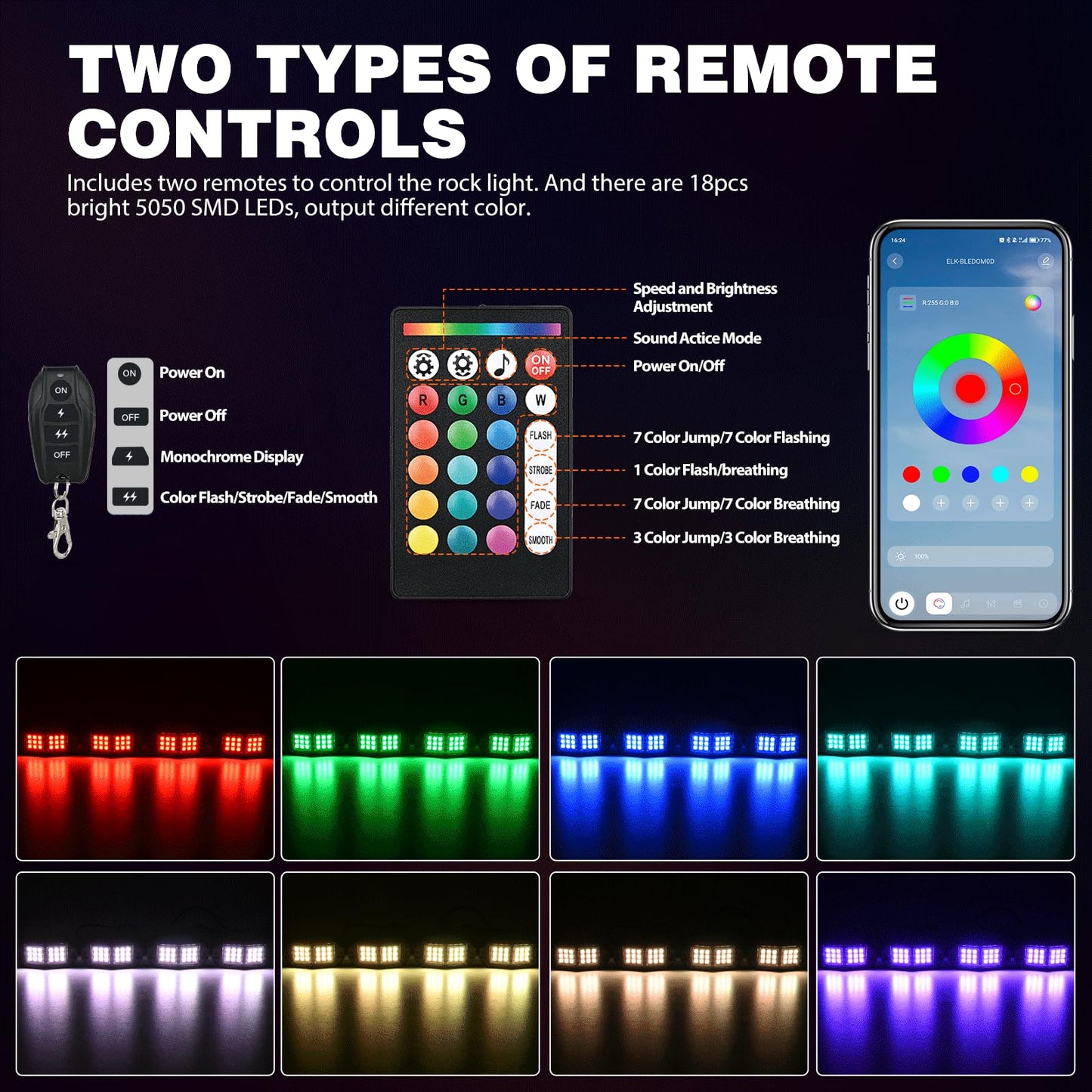 Nilight RGB LED Rock Lights Kit, 4 pods Underglow Multicolor Neon Light Pod with Bluetooth App Control Flashing Music Mode Wheel Well Light for Truck ATV UTV RZR SUV