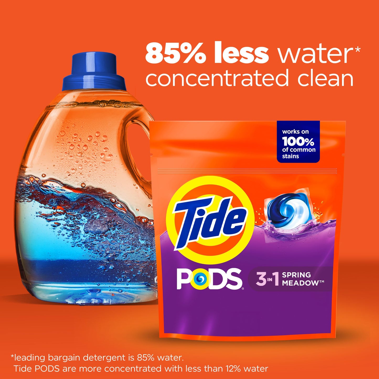 Tide PODS Liquid Laundry Detergent Soap Pacs, HE Compatible, Powerful 3-in-1 Clean in one Step, Built in Stain Removers, Spring Meadow Scent, 76 Count