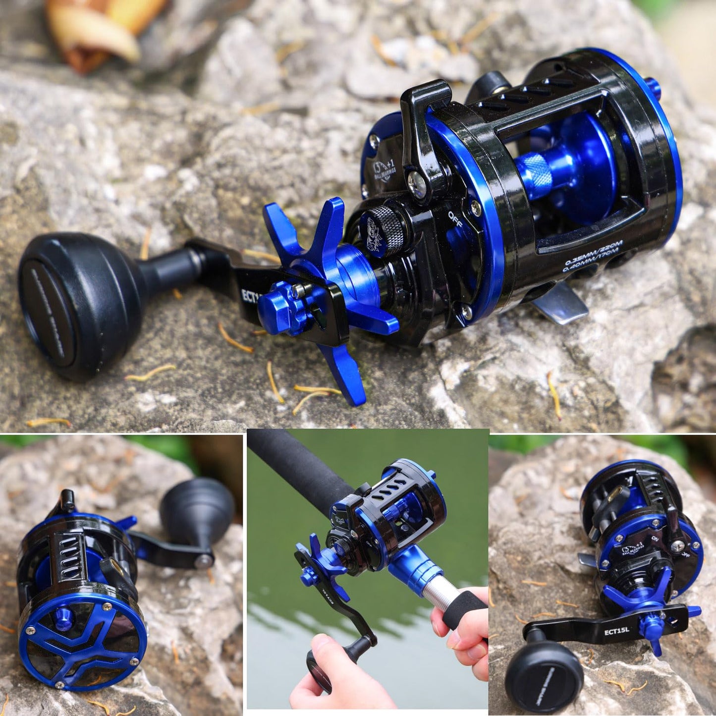 Baitcasting Fishing Reel, Smooth Powerful Round Baitcaster Reel, Saltwater Inshore Surf Trolling Reel, Conventional Reel for Catfish, Musky, Bass, Pike