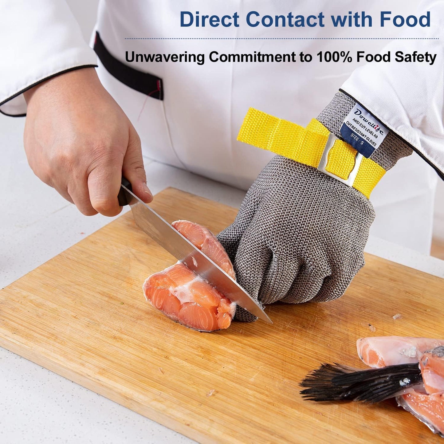 Dowellife Level 9 Cut Resistant Glove - Stainless Steel Mesh Metal Glove for Butcher, Meat Cutting, Oyster Shucking, Kitchen Mandoline, Chef Slicing, Fish Fillet (X-Large)